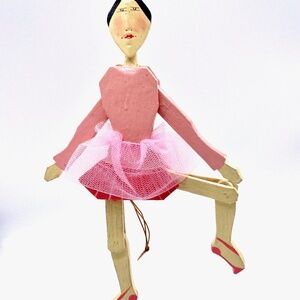 Monkey Business Hand Carved and Painted Ballerina PullToy
